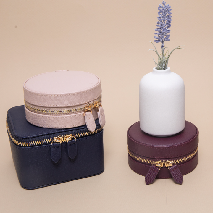 clara blush round jewelry case