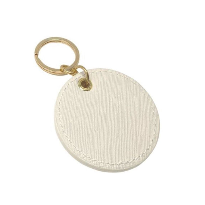 Lynne Cream Round Keychain