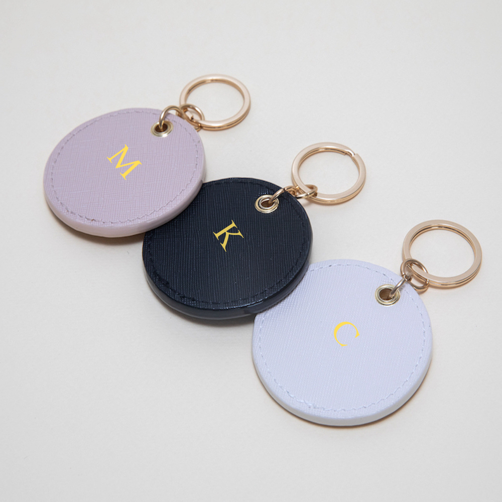 Lynne Black Round Keychain