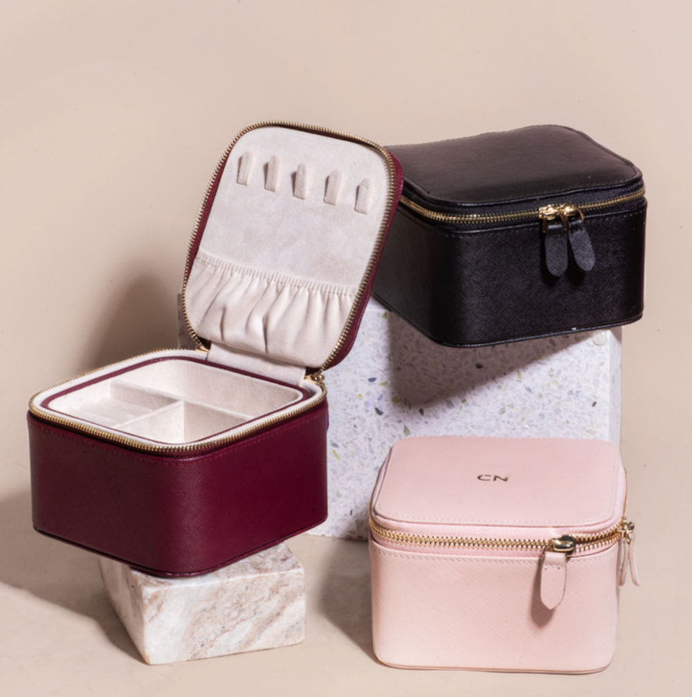 grace burgundy classic jewelry case