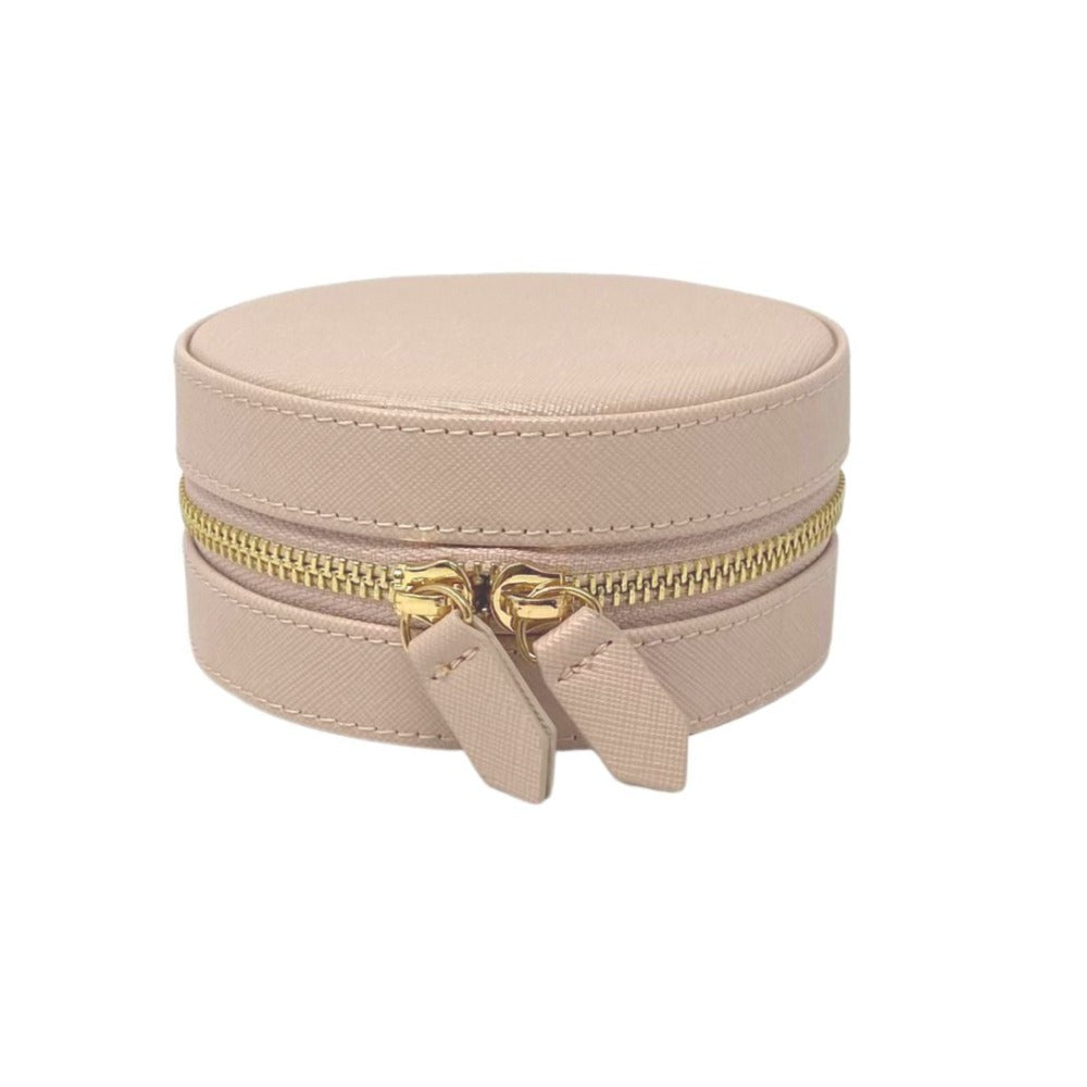 clara blush round jewelry case