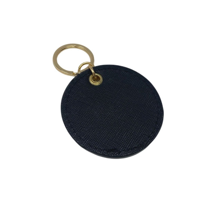 lynne black round keychain