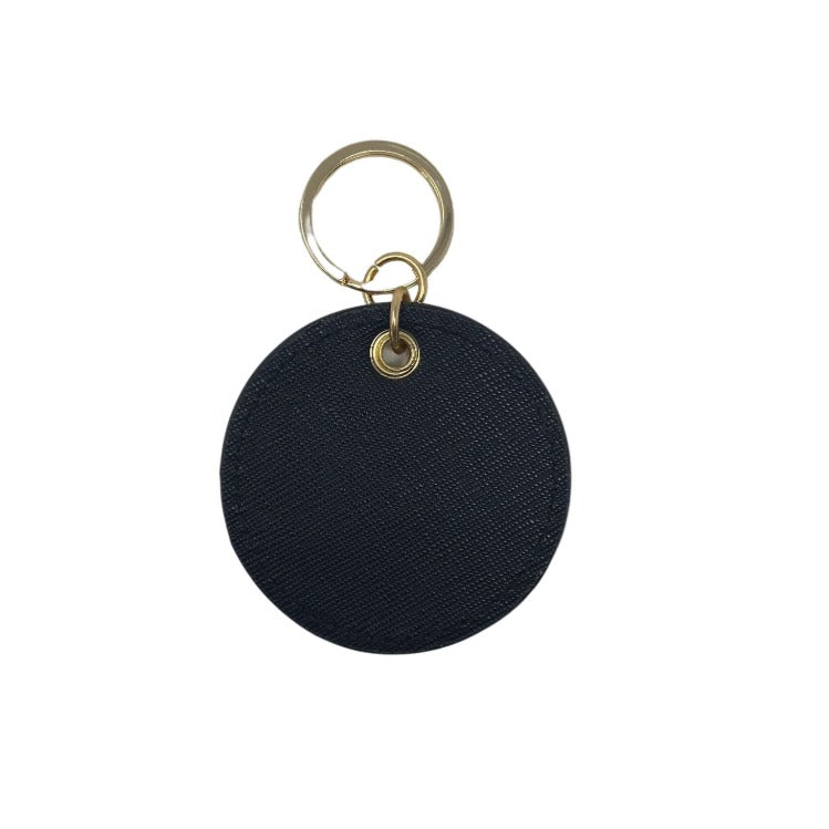 lynne black round keychain