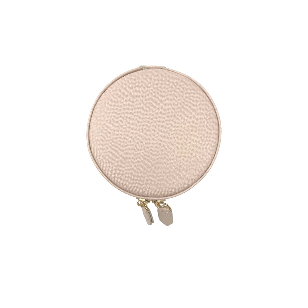 clara blush round jewelry case blush