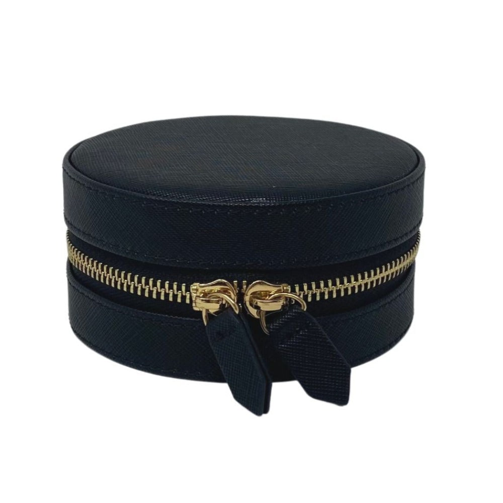 clara black round jewelry case