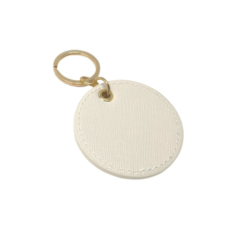 Lynne Cream Round Keychain