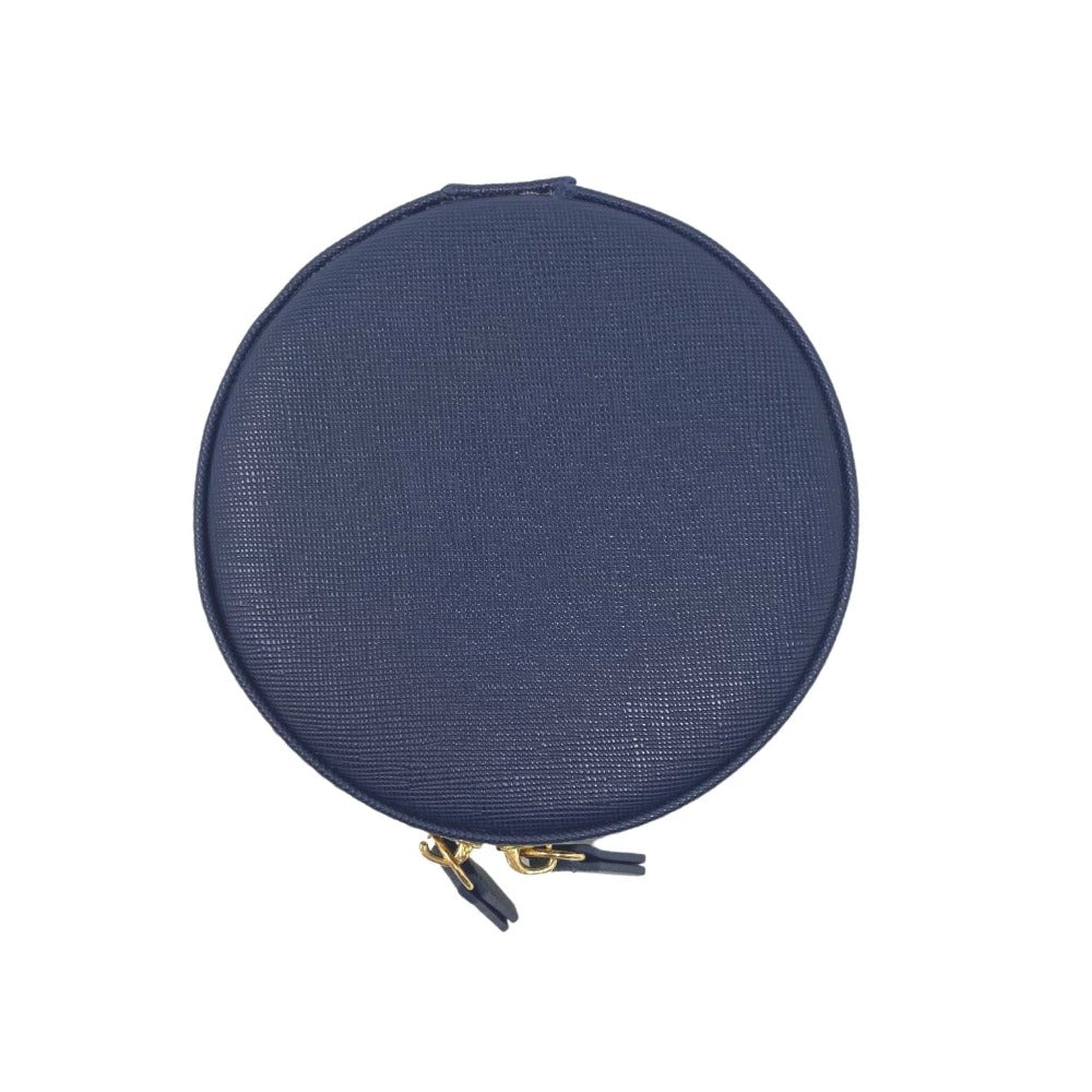 clara navy round jewelry case navy