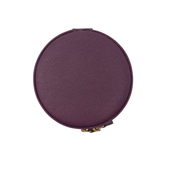 Clara Burgundy Round Jewelry Case