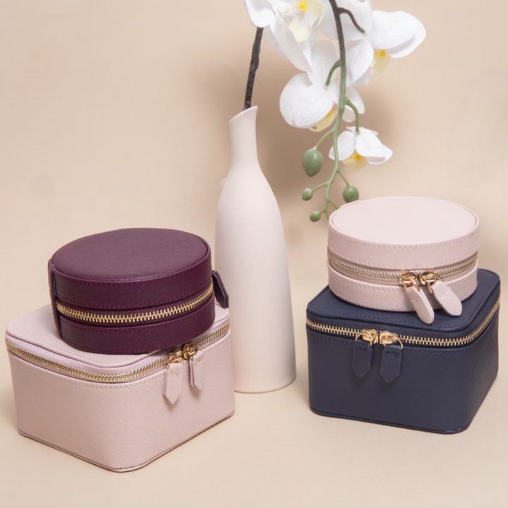 Grace Navy Classic Jewelry Case