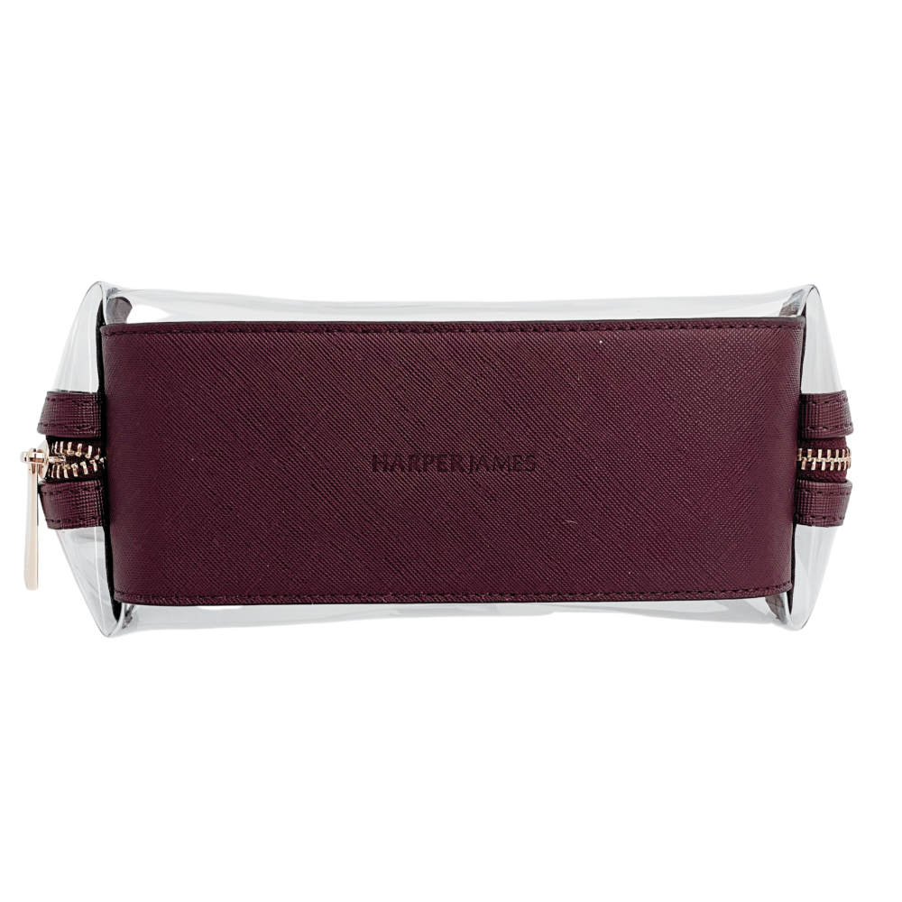 Harper James Personalized Renee Burgundy Clear Makeup Bag