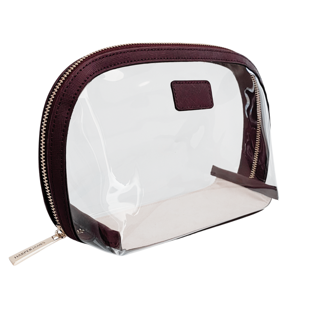 Renee Burgundy Clear Makeup Bag